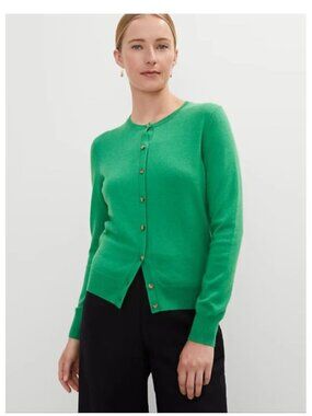 Ann Taylor Emerald Green Cotton Blend Button Down Cardigan Crew Neck Size S NEW